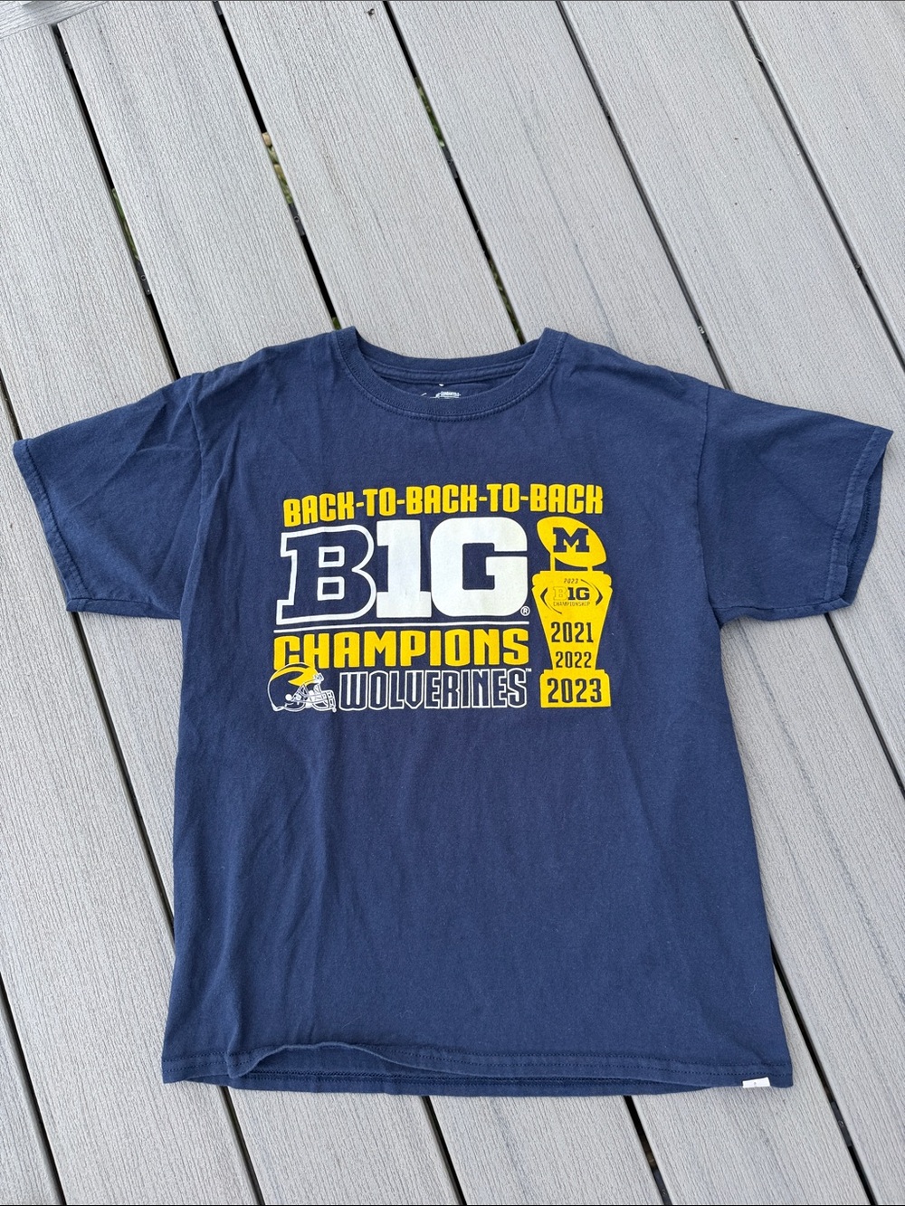 Kids Navy 'Big Champions' Wolverines Graphic Tee